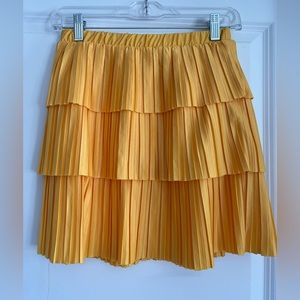 Yellow Pleated Mini Skirt